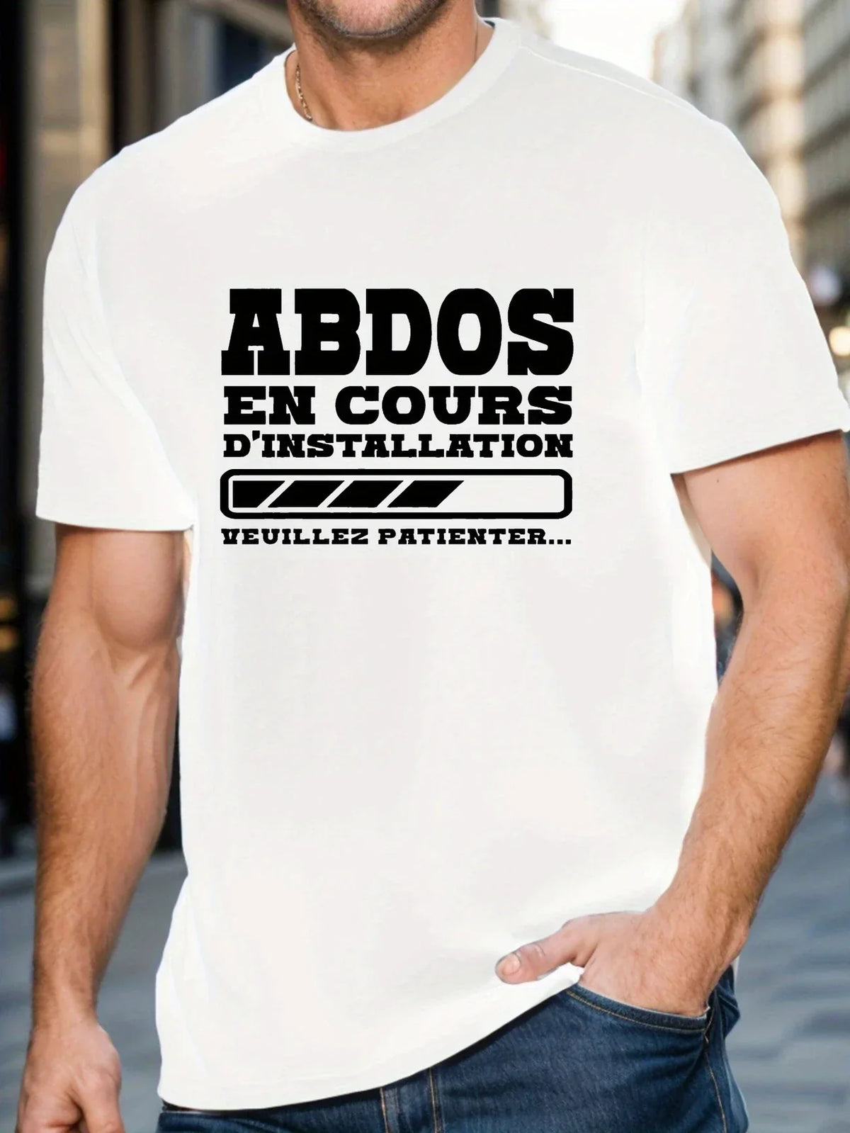 👕 T-shirt Humour – Abdos en cours d'installation... Veuillez patienter