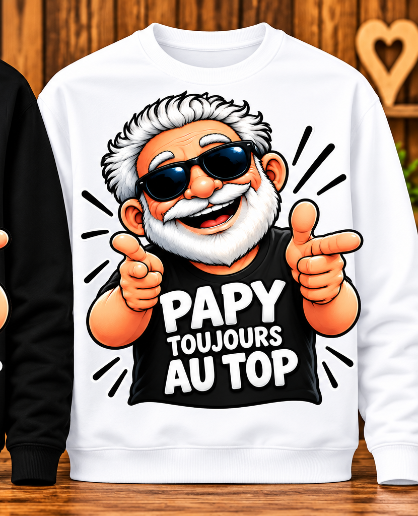 Sweat Papy – Toujours au top – Blanc