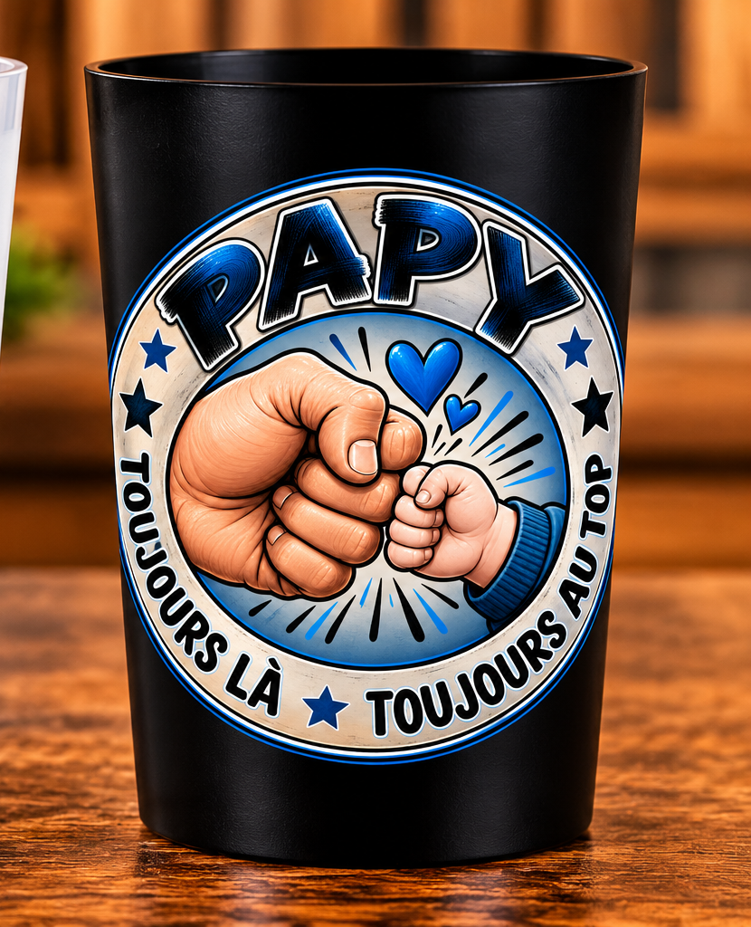 Gobelet Papy – Toujours là, toujours au top – Noir