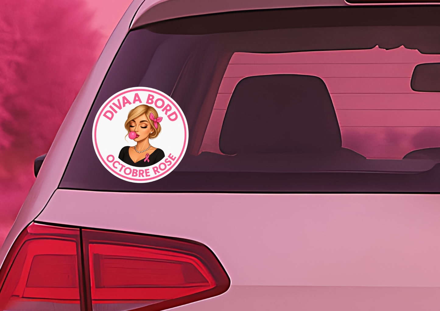 Autocollant Voiture Octobre Rose – Édition solidaire 🎀