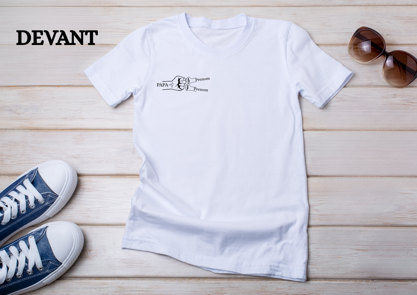 👕 T-shirt Personnalisable Papa & Enfants – Poing Fist Bump