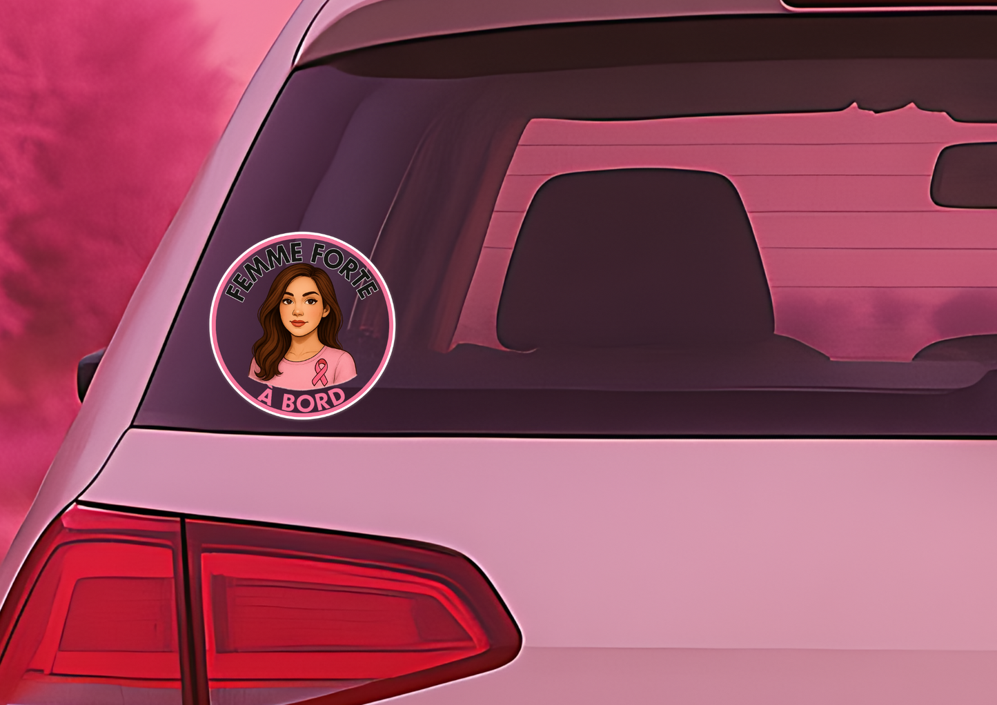 Autocollant Voiture Octobre Rose – Édition solidaire 🎀