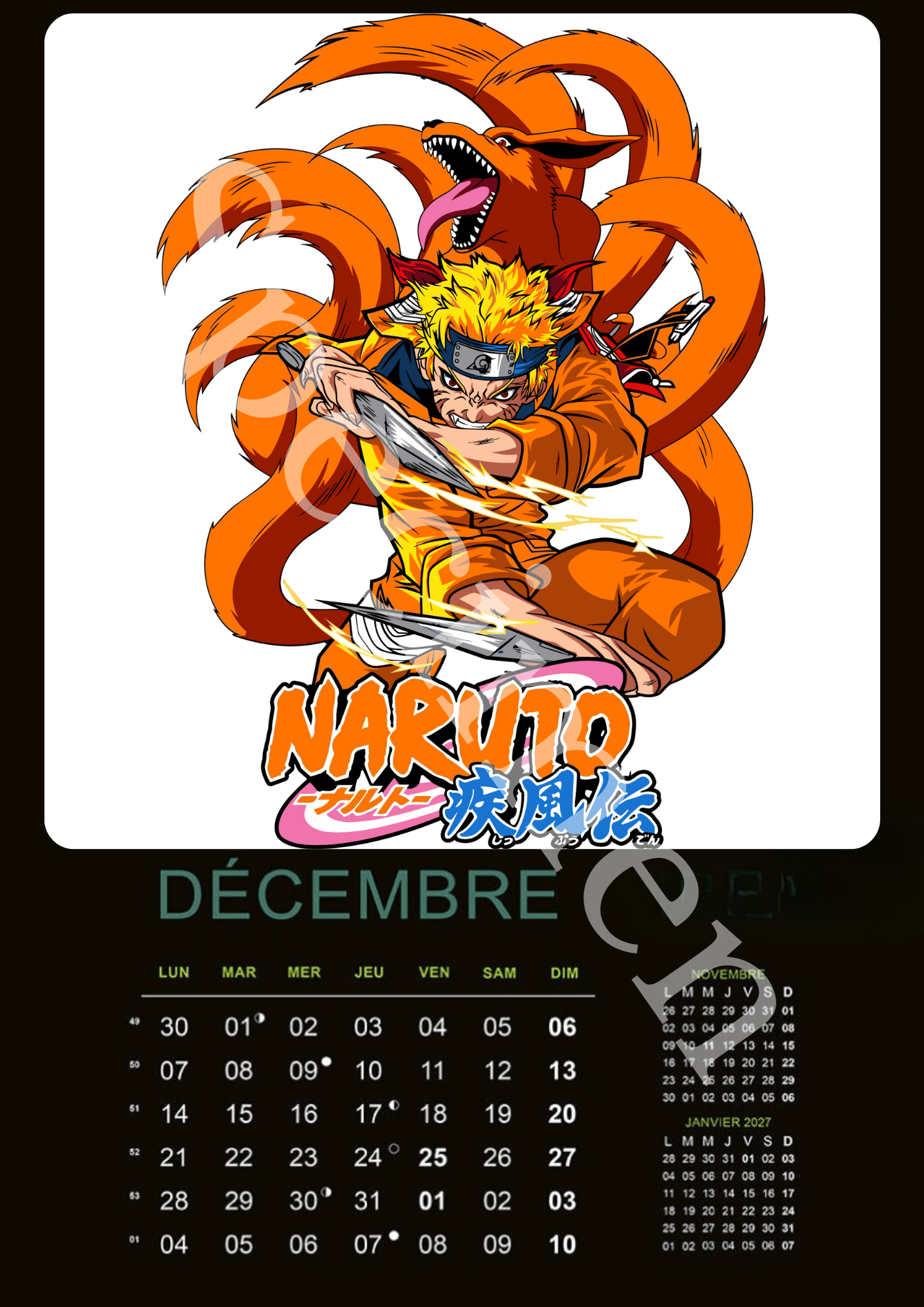 Calendrier Naruto 2026 – Version numérique (à imprimer)