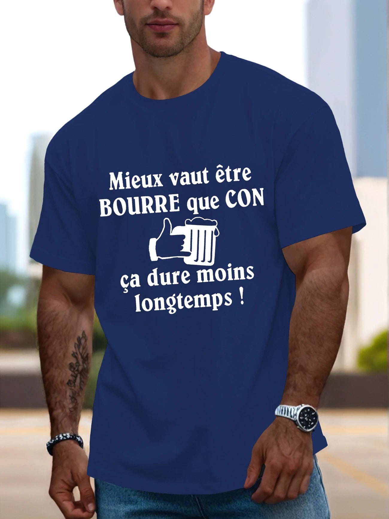 T-shirt Humoristique "Mieux vaut être bourré que con"