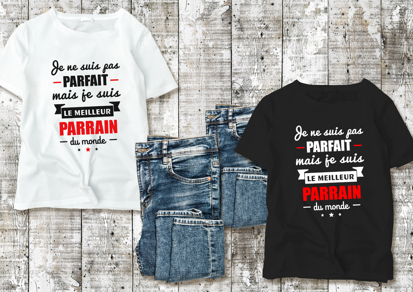 👕 T-shirt Homme – "Je ne suis pas parfait mais je suis le meilleur parrain du monde"