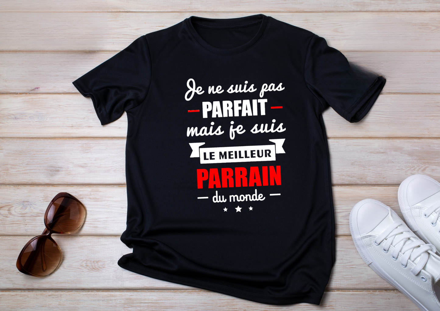 👕 T-shirt Homme – "Je ne suis pas parfait mais je suis le meilleur parrain du monde"