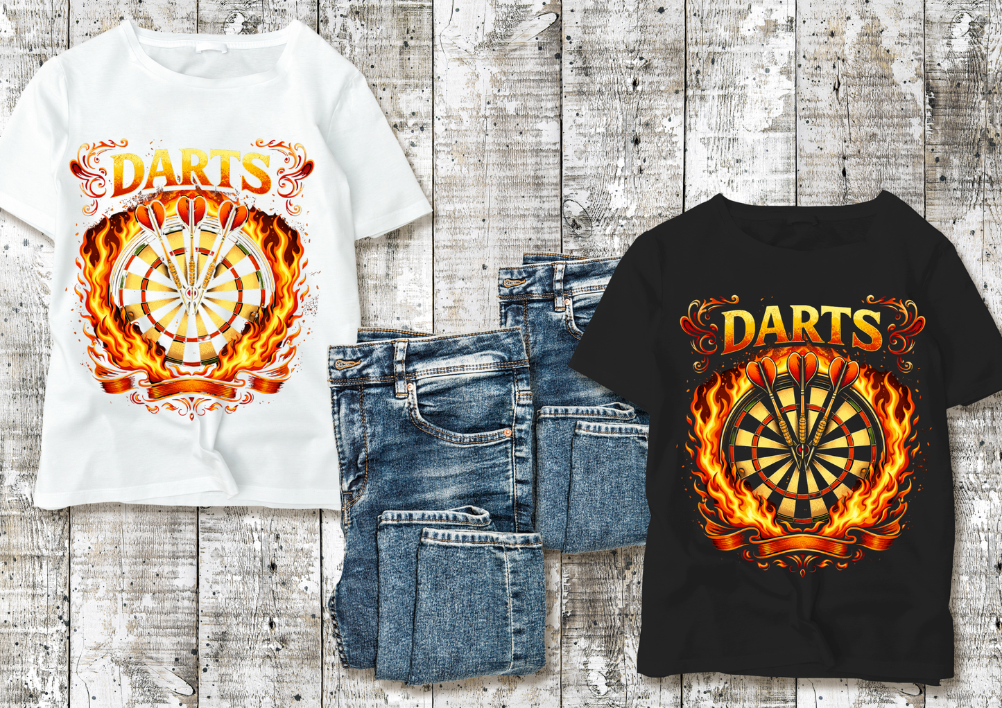 T-shirt Darts en Flammes