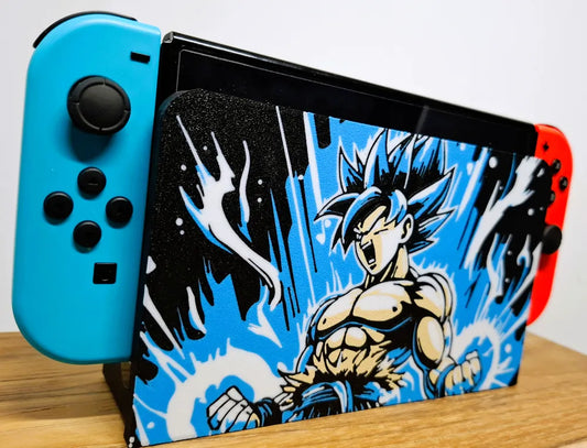 Cache Dock Nintendo Switch – Design Guerrier Bleu Énergétique