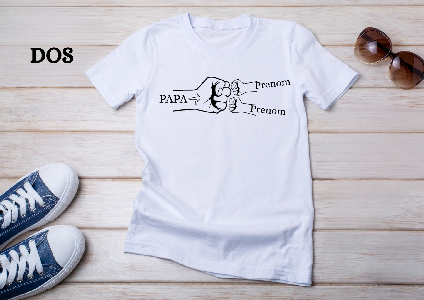 👕 T-shirt Personnalisable Papa & Enfants – Poing Fist Bump