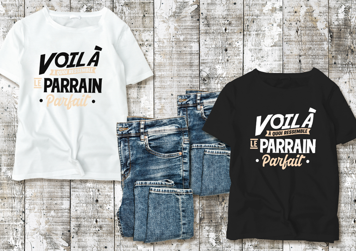 👕 T-shirt Homme – “Voilà à quoi ressemble le Parrain Parfait”