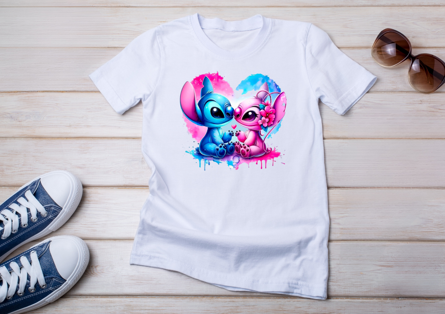 💙💗 T-shirts Couple Stitch & Angel – Amour & Câlins en Style