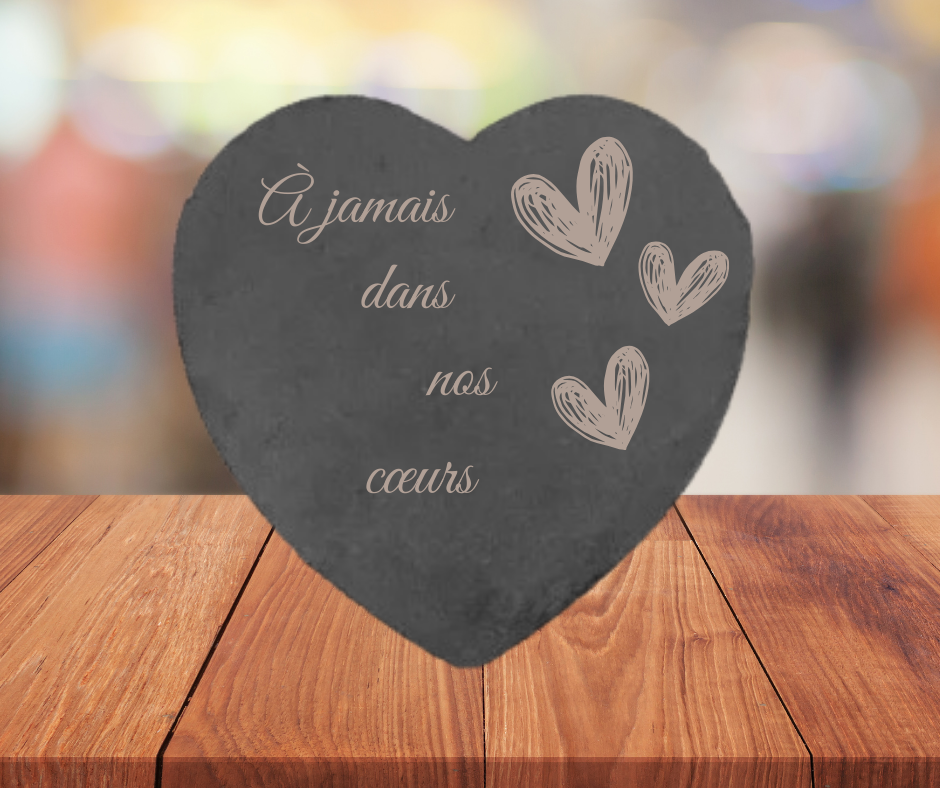 ❤️ Ardoise funéraire en forme de cœur – Motifs Petits cœurs