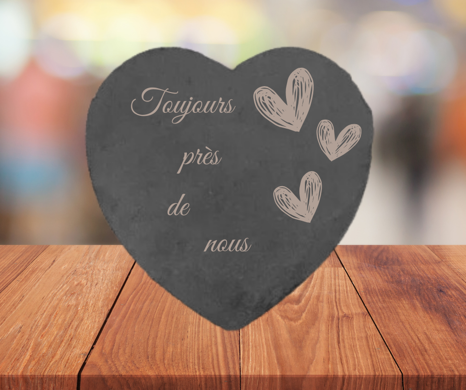 ❤️ Ardoise funéraire en forme de cœur – Motifs Petits cœurs