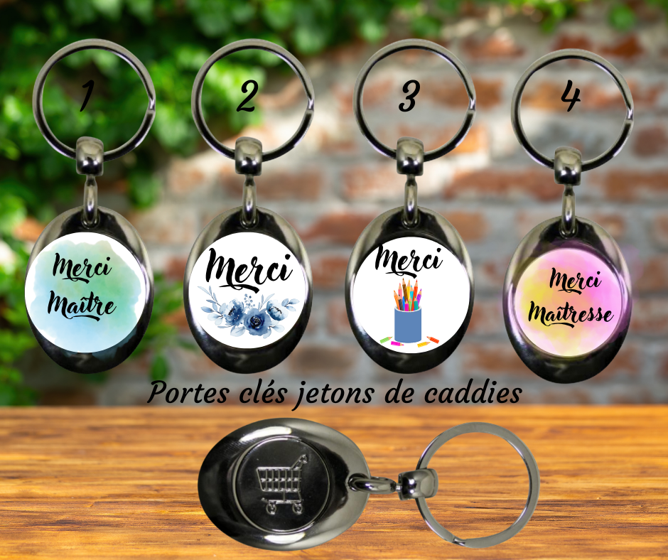 Porte clé jeton de caddie Maitre et Maitresse