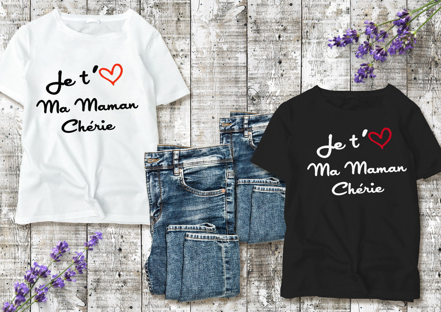 👚 Tee-shirt « Je t’❤️ Ma Maman Chérie »