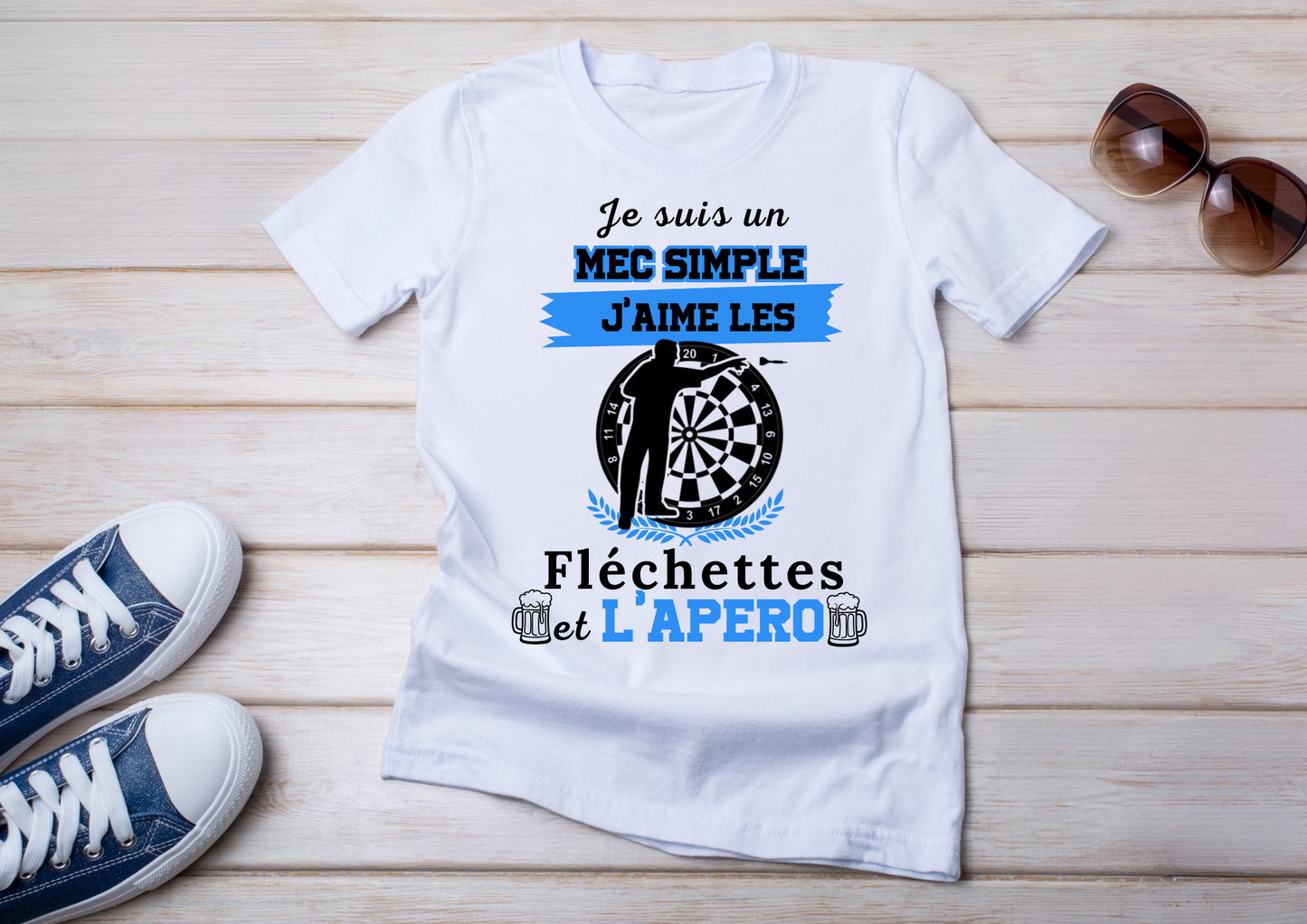 T-shirt Homme – Je suis un mec simple, j’aime les fléchettes et l’apéro