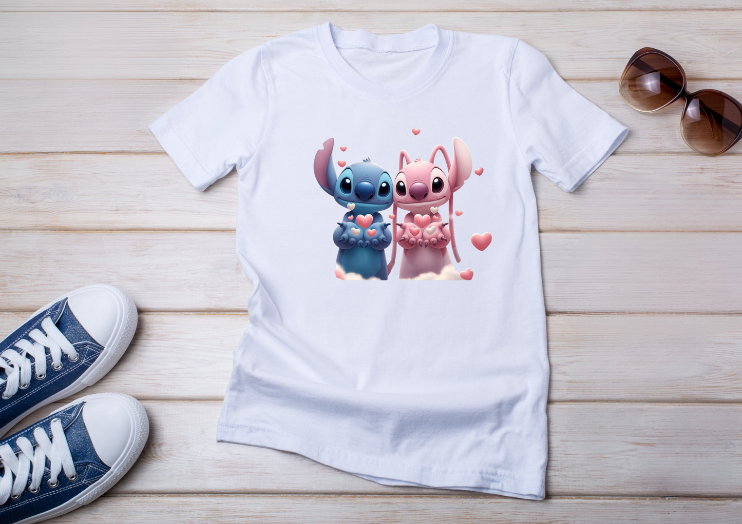 💙💗 T-shirts Couple Stitch & Angel – Amour & Câlins en Style