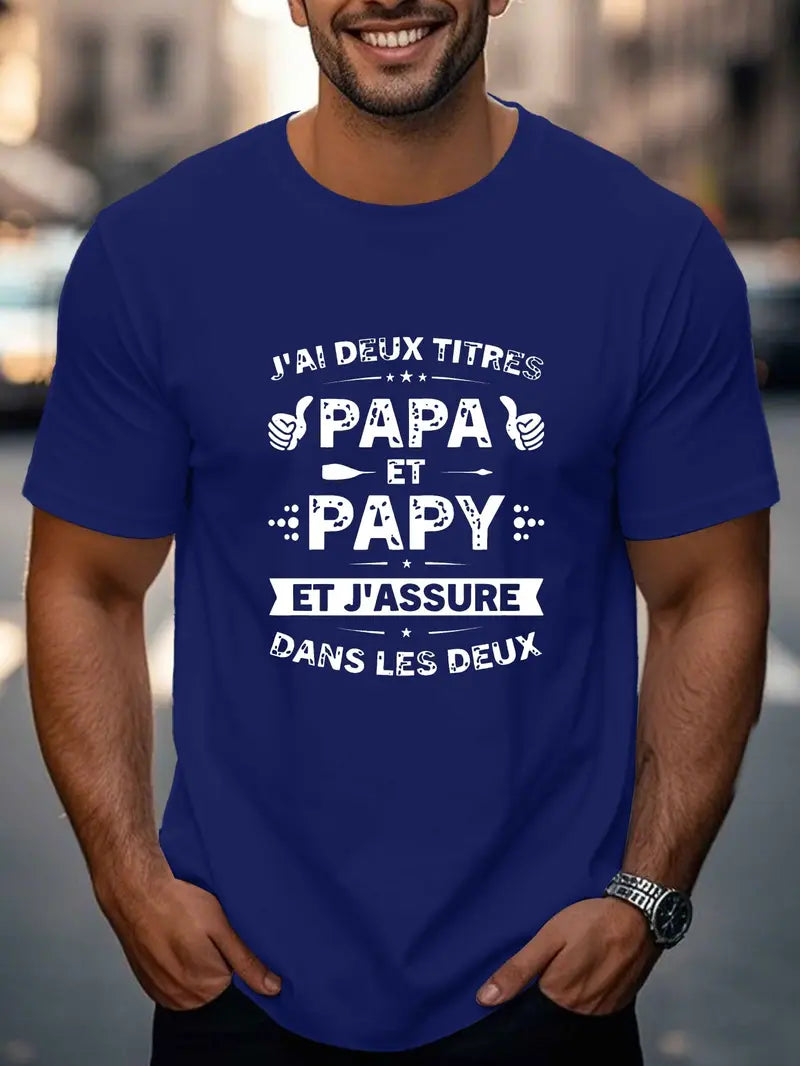 👕 T-Shirt Humour "J’ai Deux Titres Papa et Papy"