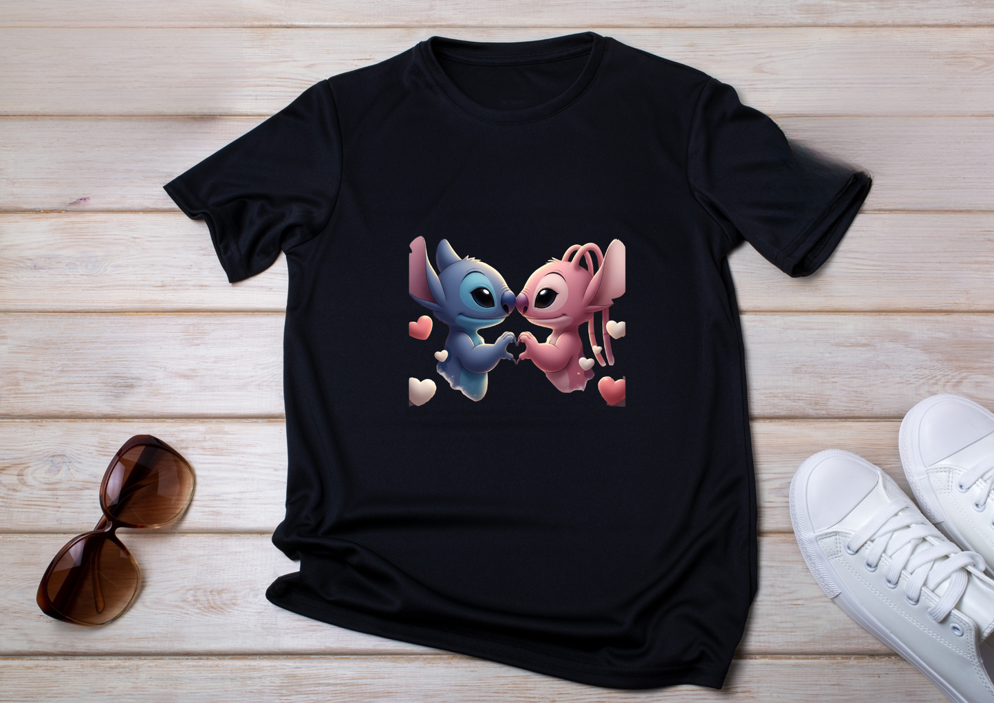 💙💗 T-shirts Couple Stitch & Angel – Amour & Câlins en Style