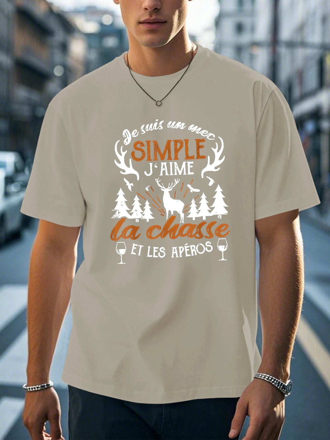 👕 Tee-shirt « Je suis un mec simple : j’aime la chasse et les apéros »