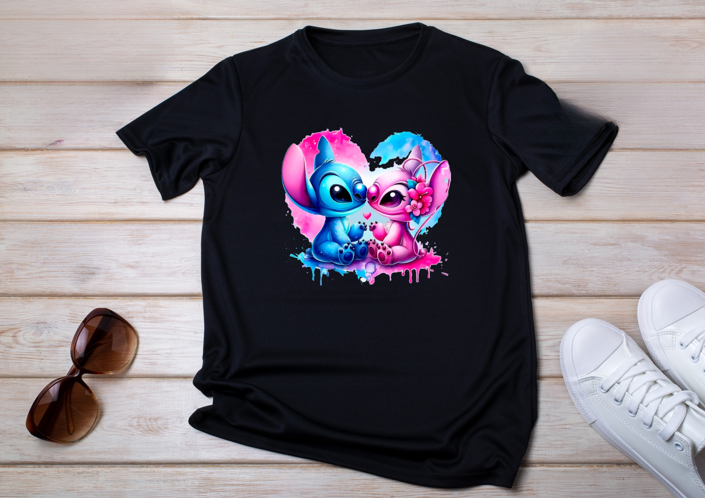 💙💗 T-shirts Couple Stitch & Angel – Amour & Câlins en Style