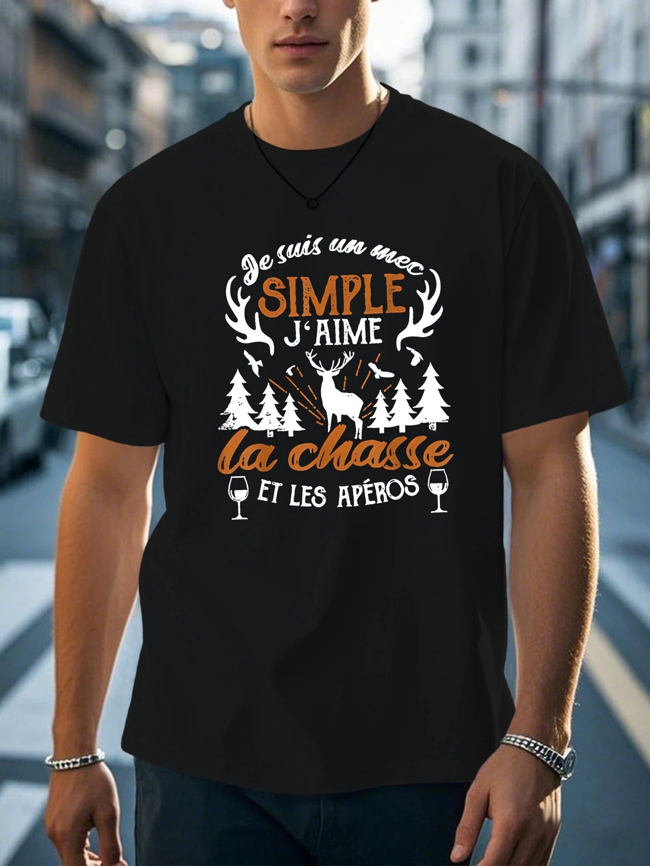 👕 Tee-shirt « Je suis un mec simple : j’aime la chasse et les apéros »