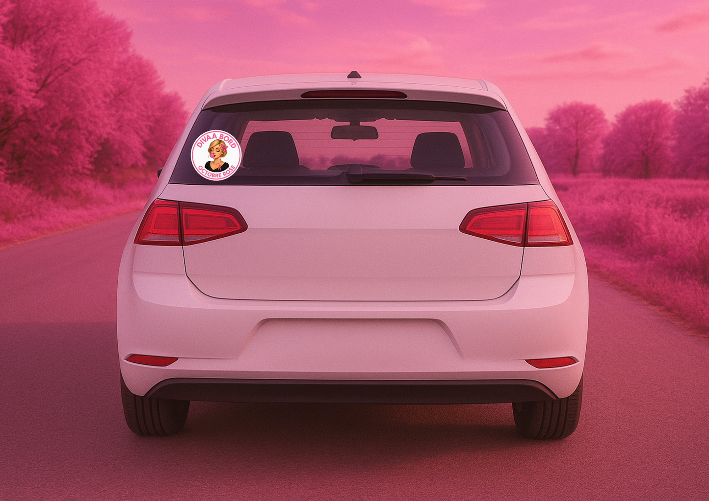 Autocollant Voiture Octobre Rose – Édition solidaire 🎀
