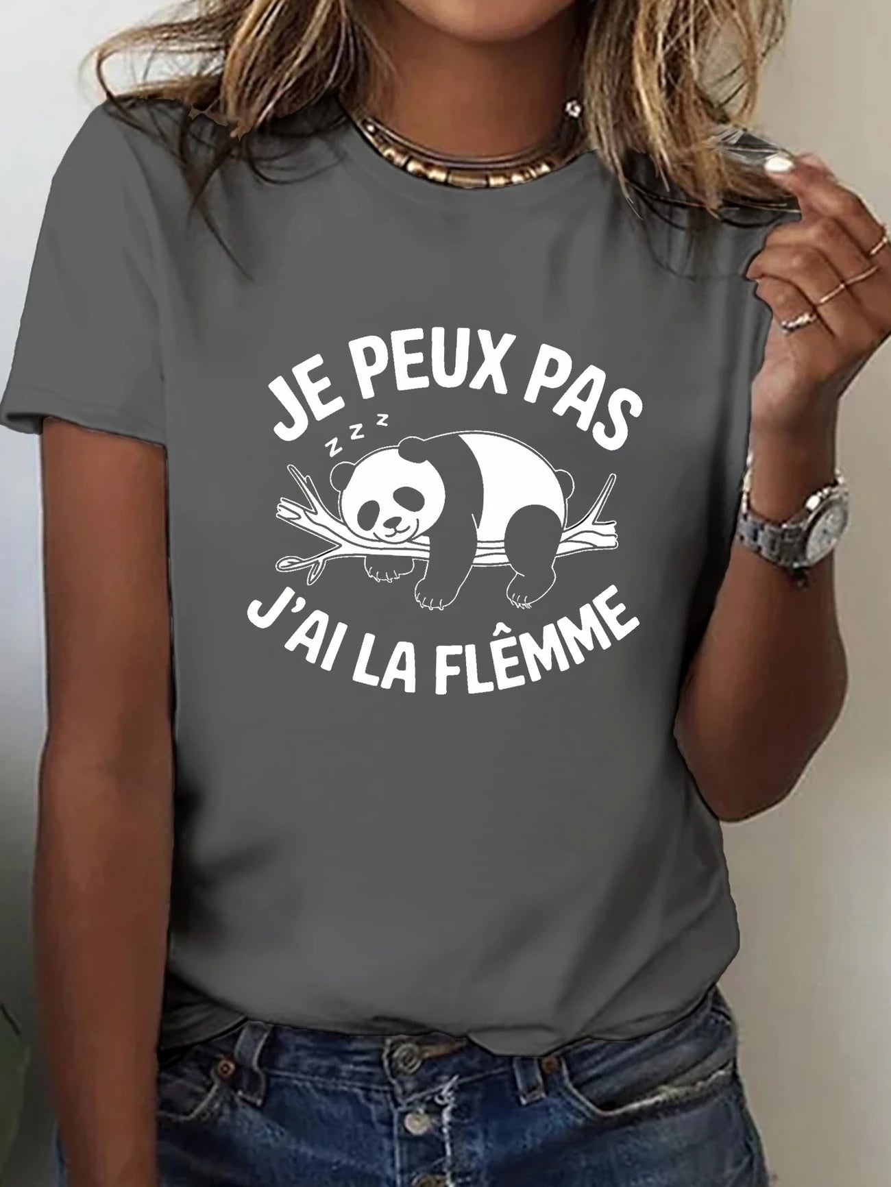 🐼 Tee-shirt « Je peux pas, j’ai la flemme » – Panda en mode sieste