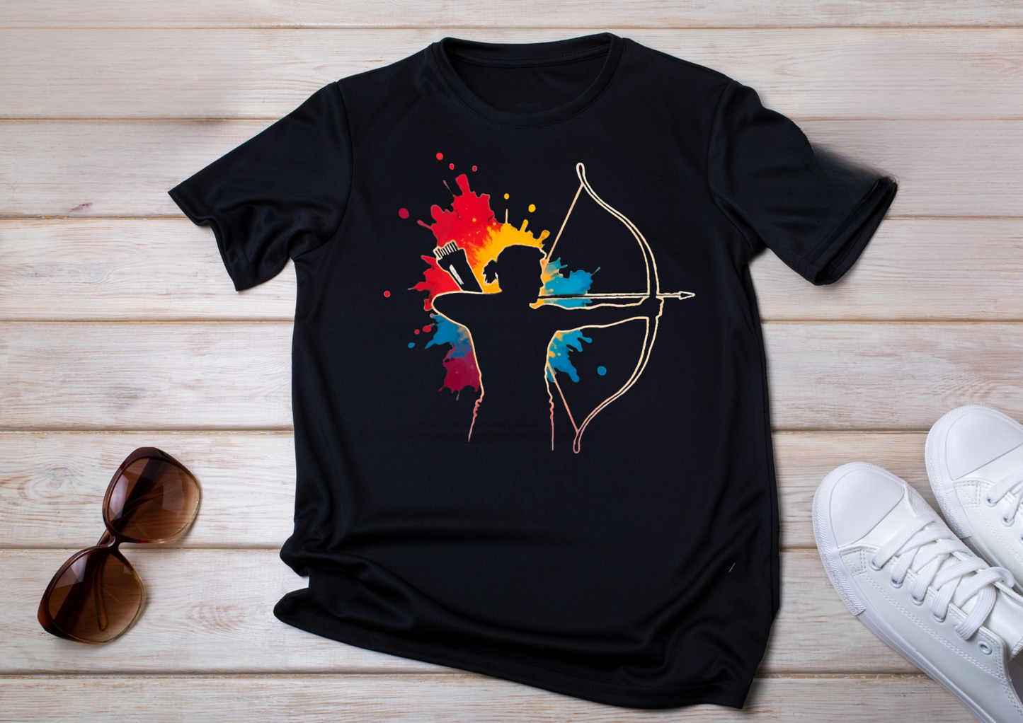 🎨 T-shirt Enfants Archerie – Silhouette & Splash Color