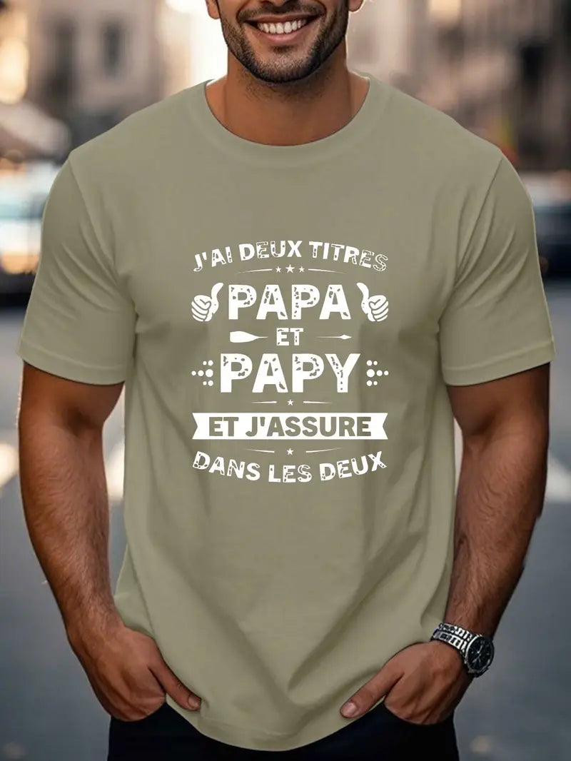 👕 T-Shirt Humour "J’ai Deux Titres Papa et Papy"