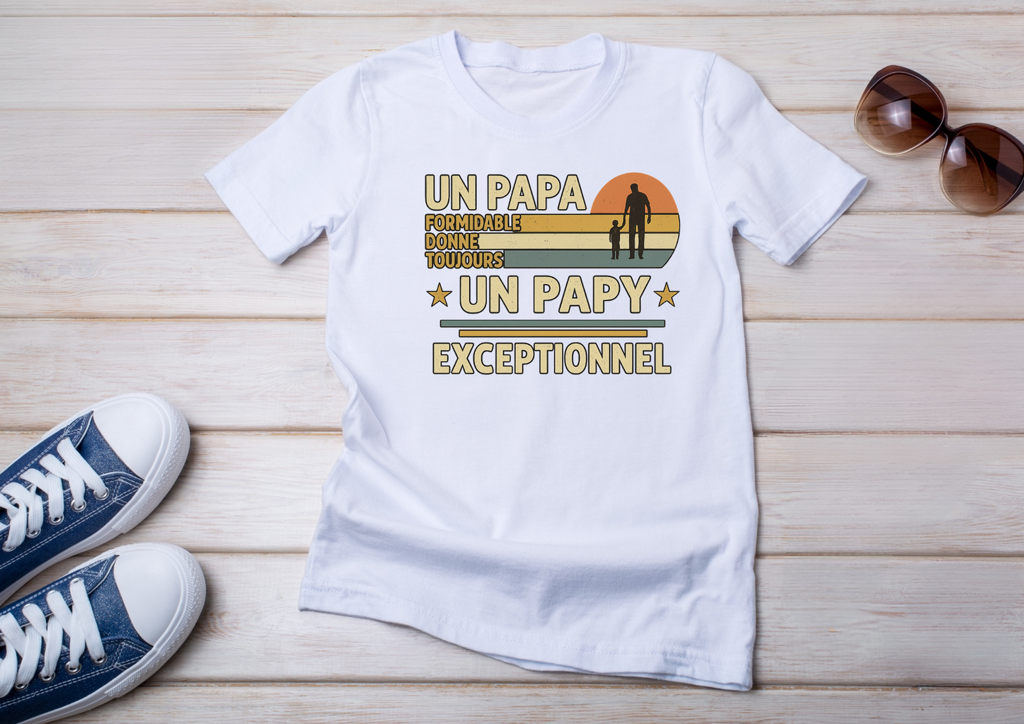 T-shirt « Un papa formidable donne toujours un papy exceptionnel »