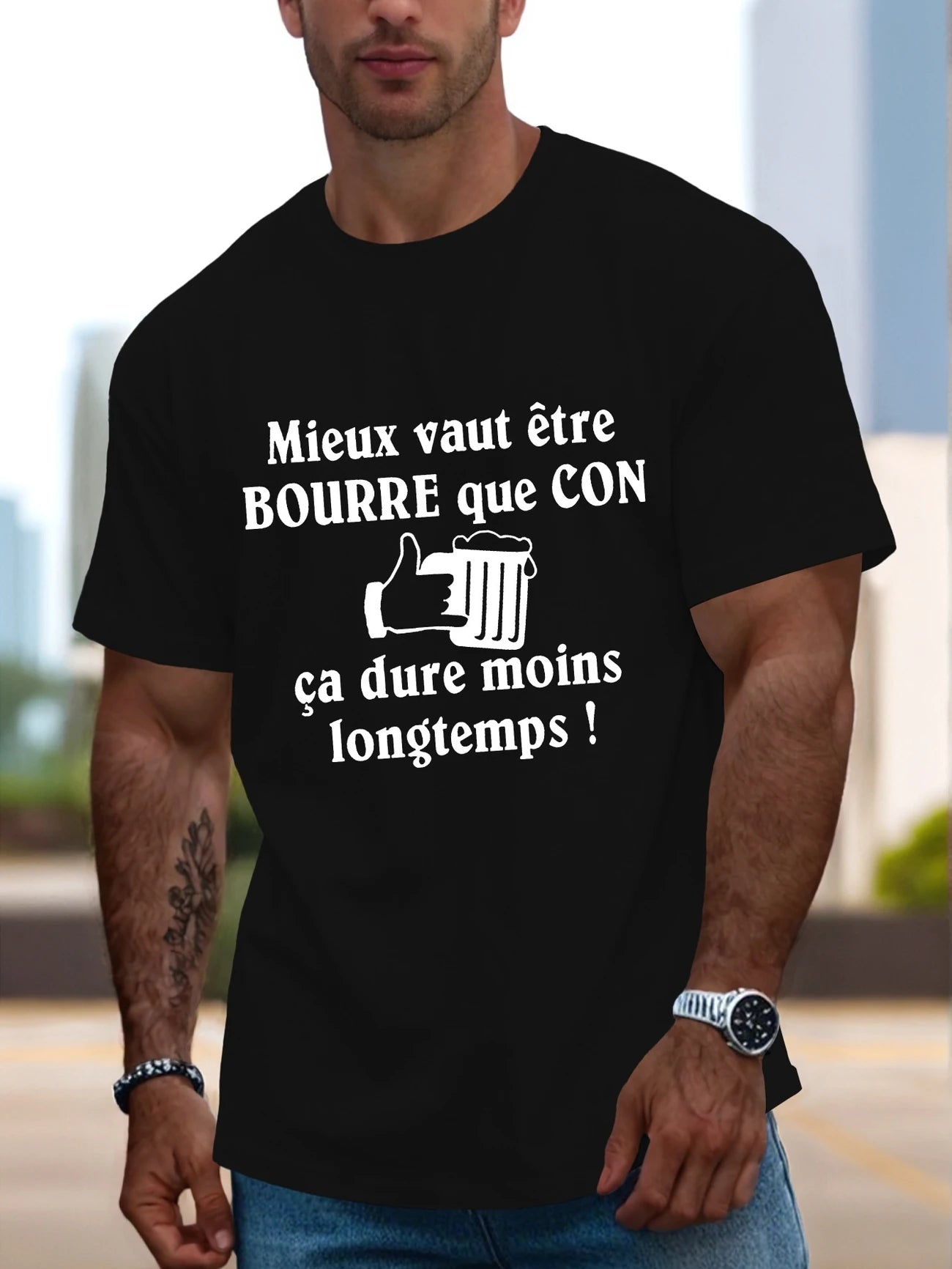 T-shirt Humoristique "Mieux vaut être bourré que con"
