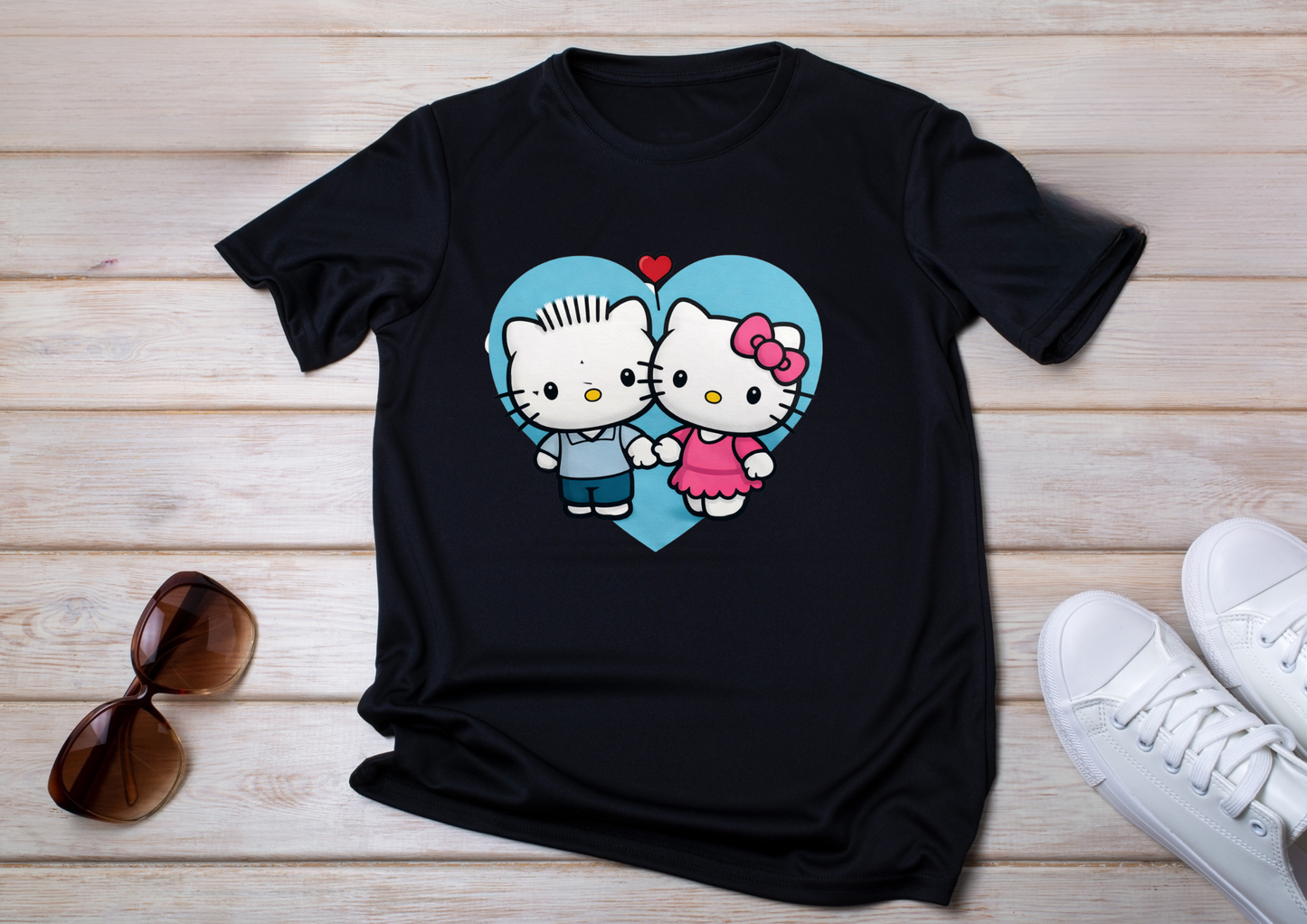 🖤 T-shirt Couple – Amour Iconique (Noir & Blanc)