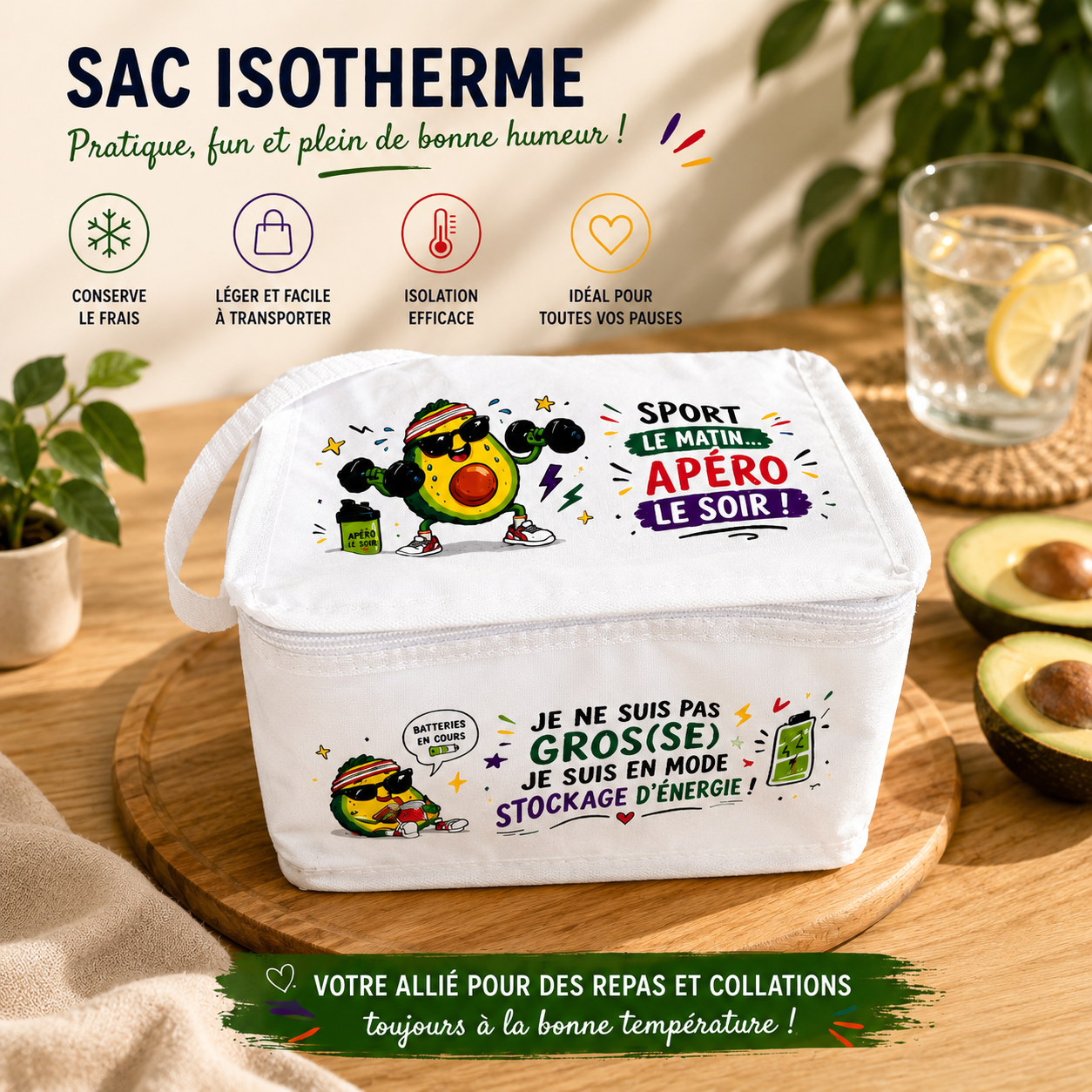 Sac isotherme personnalisé – Compact, pratique et original (3 L)