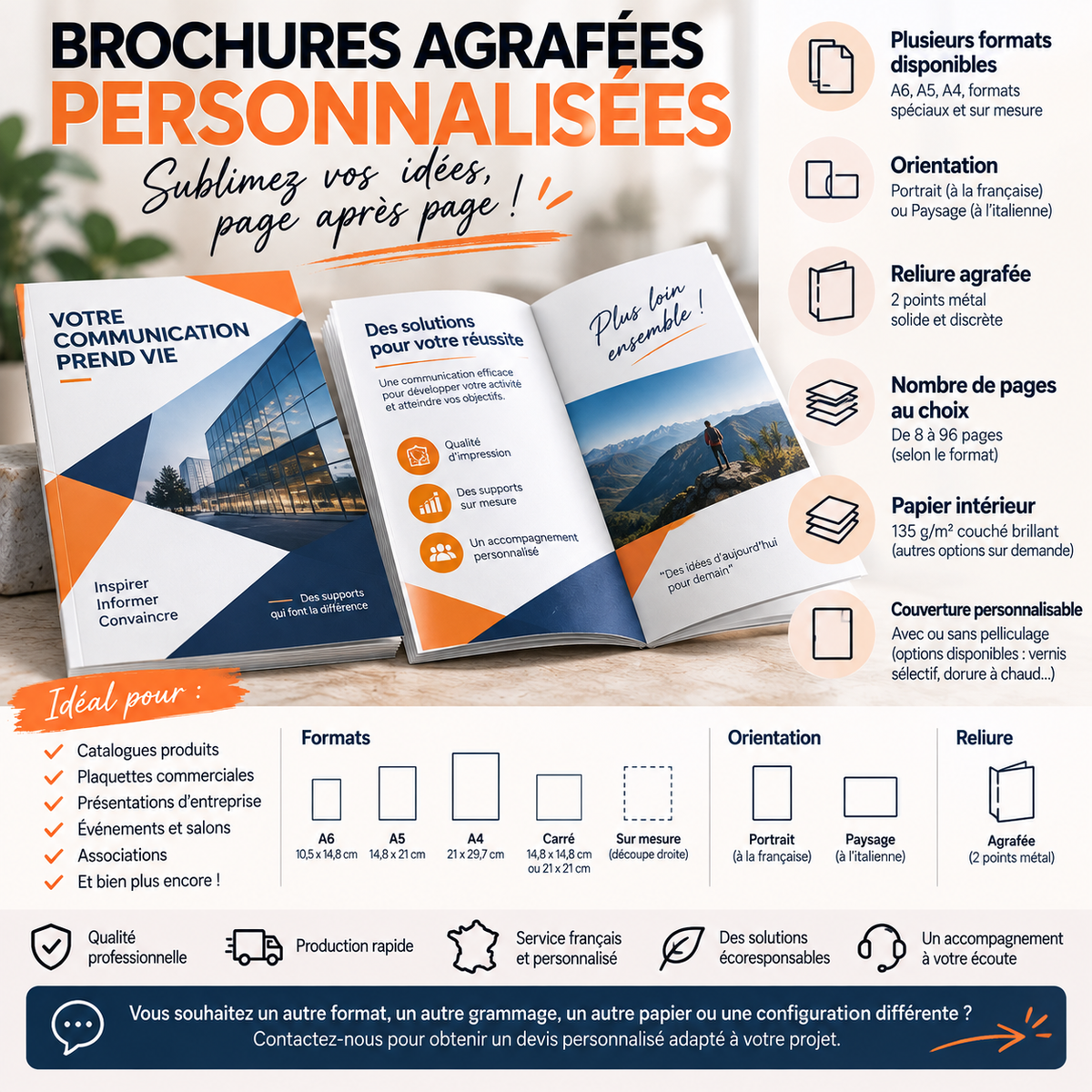 Brochures & magazines personnalisés – 16 pages – Reliure agrafée