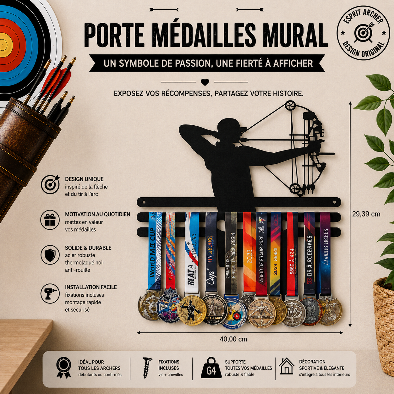 🏹 Wall Medal Holder - Archer Metal