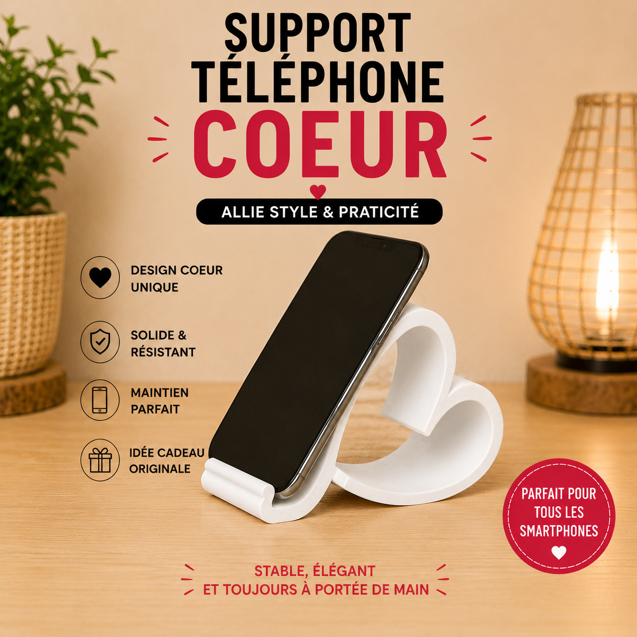 ❤️ SUPPORT TÉLÉPHONE CŒUR – Impression 3D