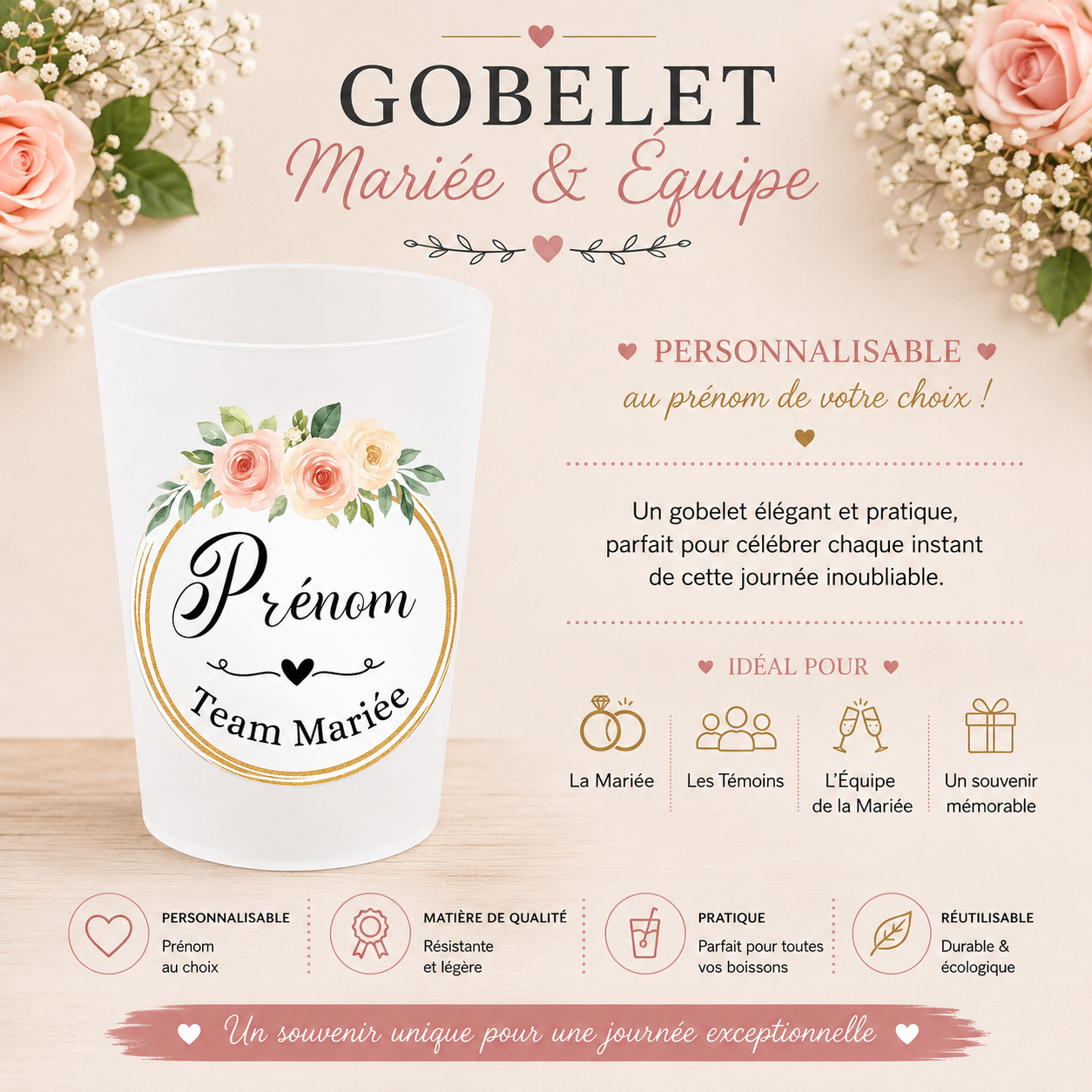 🥂 Personalized Wedding Cup – Bride Squad 💍