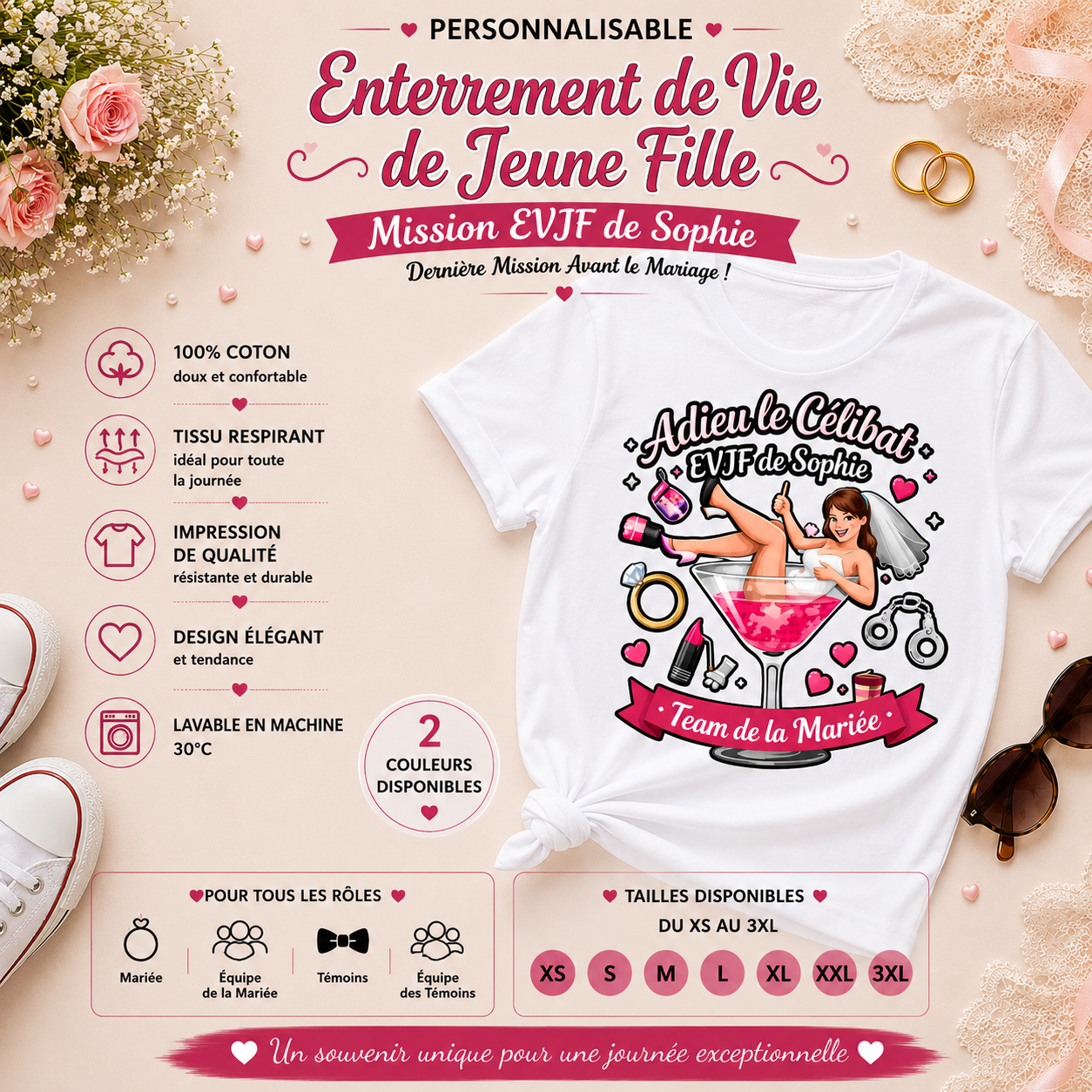 💄 Personalized Bachelorette Party T-shirt – Farewell to Single Life | Bride's Squad