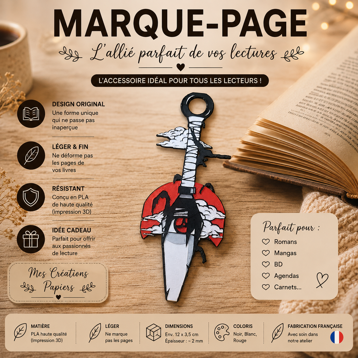 Marque-page Kunai Itachi â Naruto