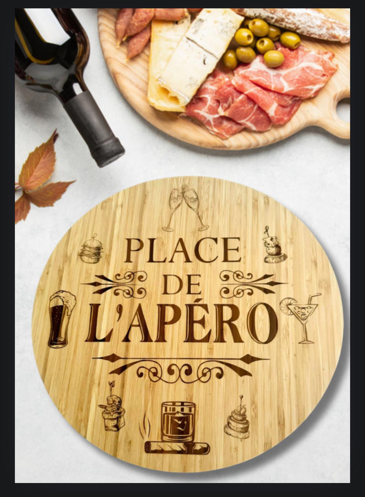 Plateau Tournant en Bois – Place de l’Apéro (30 cm)