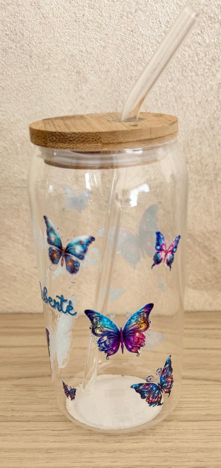 🥤 Gobelet en Verre avec Couvercle Bambou & Paille
