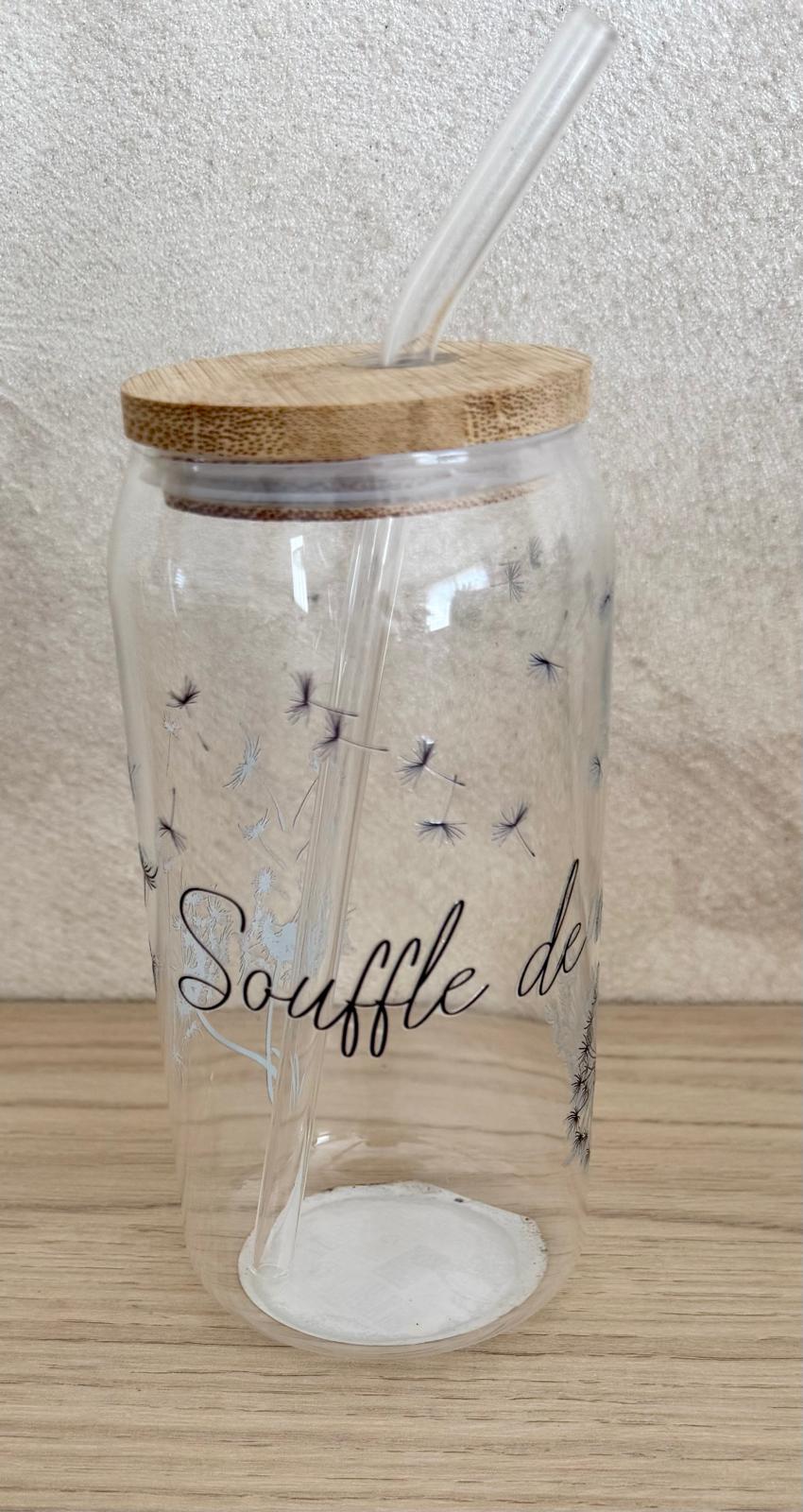 🥤 Gobelet en Verre avec Couvercle Bambou & Paille