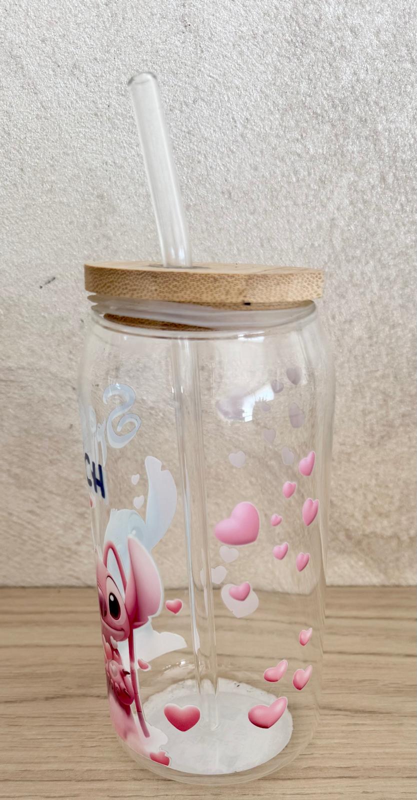 🥤 Gobelet en Verre avec Couvercle Bambou & Paille