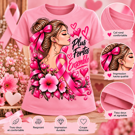 T-shirt Octobre Rose – Plus fortes ensemble