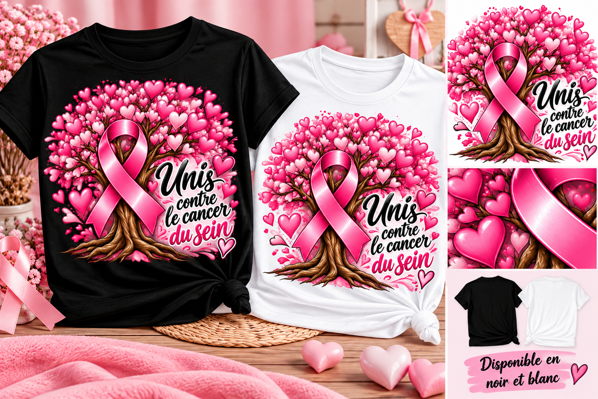 T-shirt Octobre Rose – Unis contre le cancer du sein