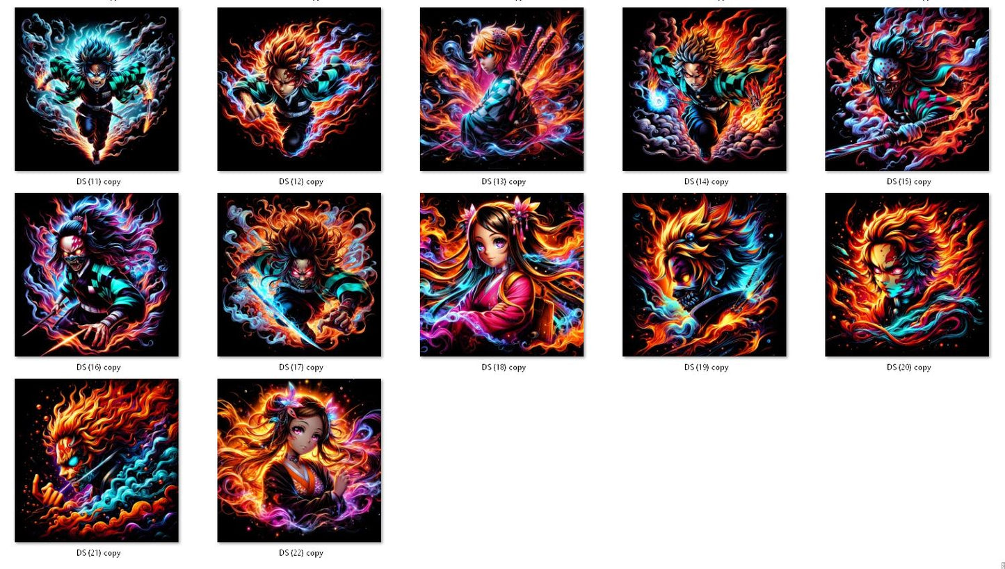 lot de 22 Fichiers numériques Halftone – Demon Slayer