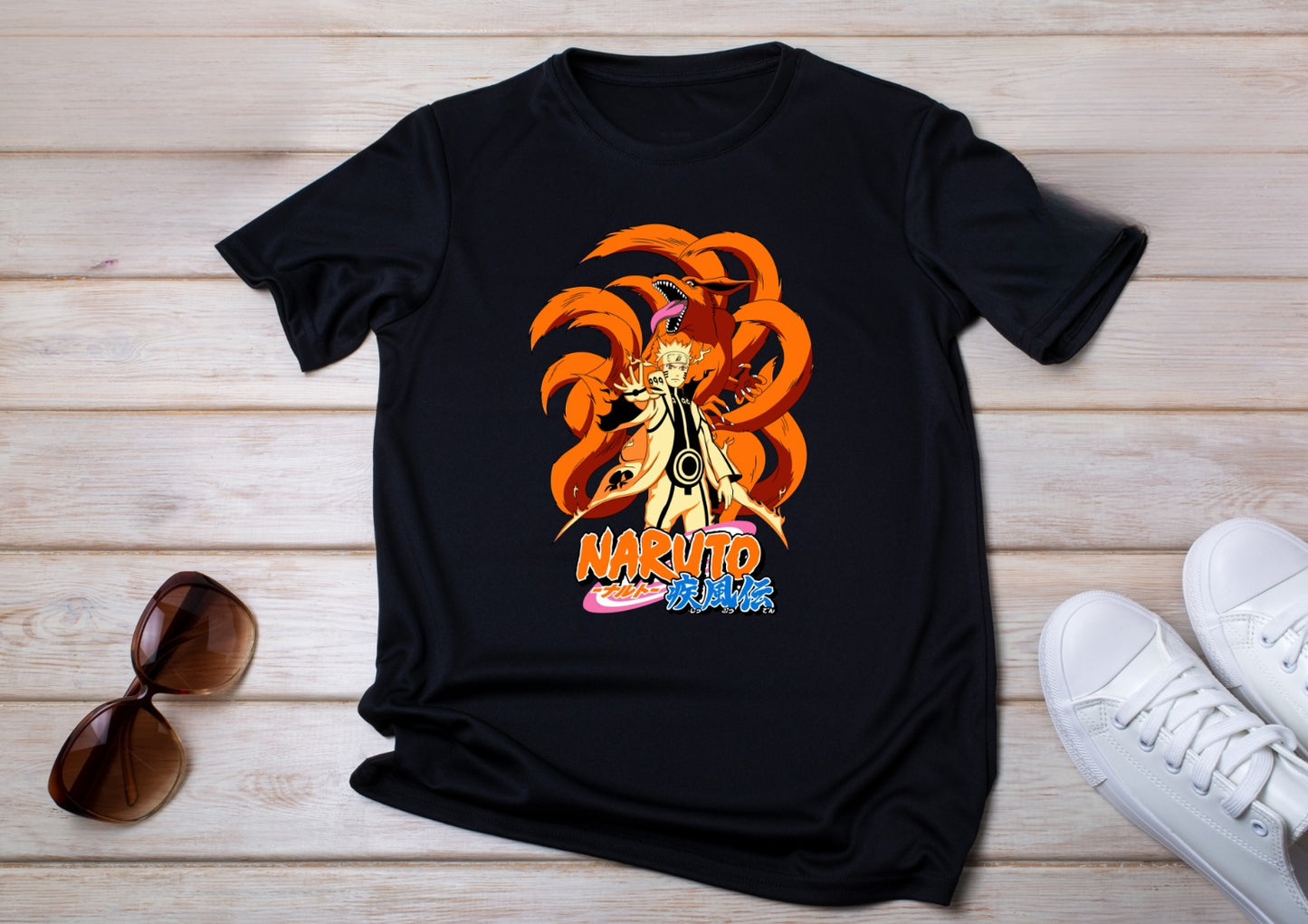 👕 T-shirt Naruto Shippuden – Kurama & Naruto Mode Ermite