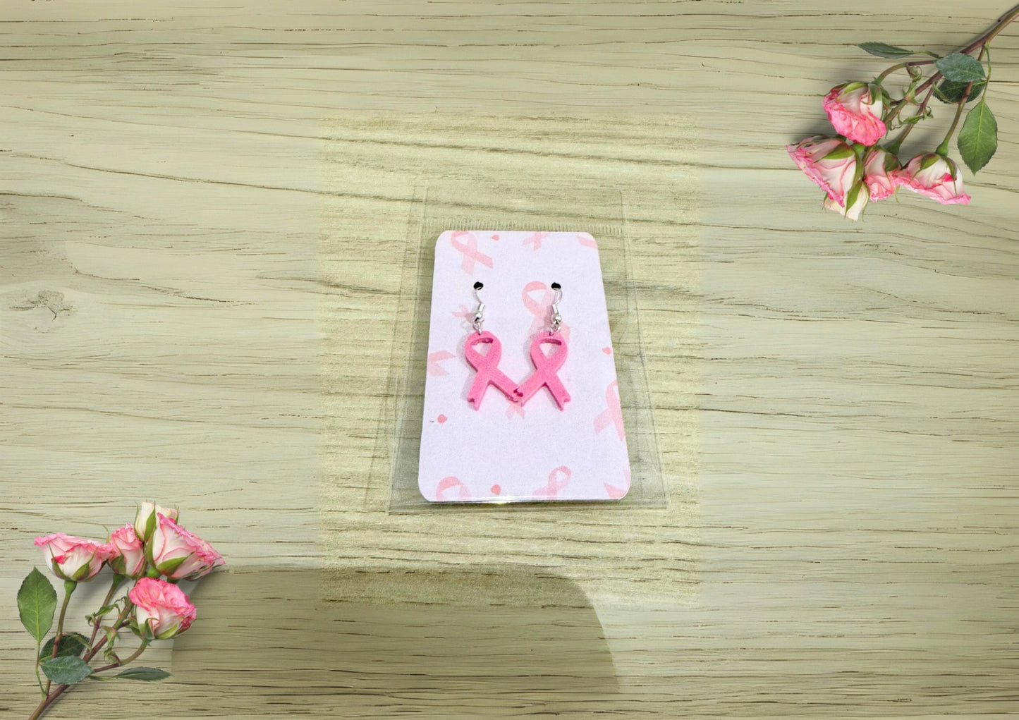 Boucles d’Oreilles Ruban Rose – Petit Modèle