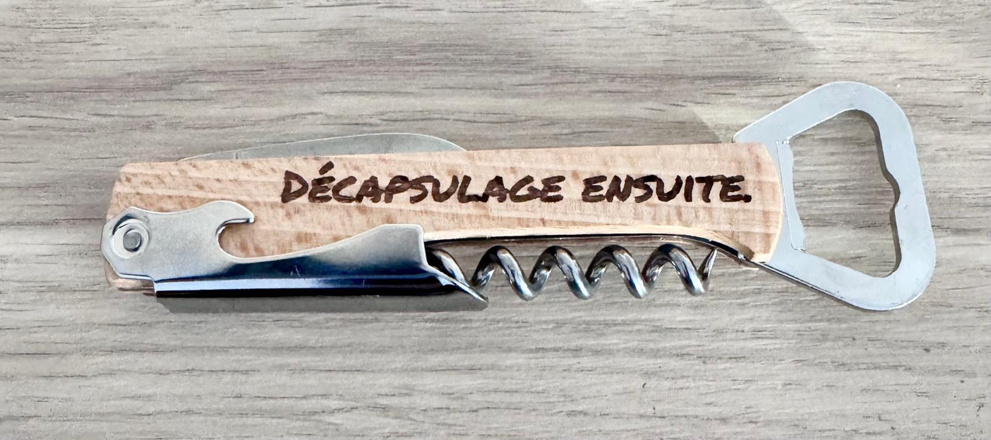 Tire-bouchon sommelier en bois personnalisé – Thème apéro & fléchettes